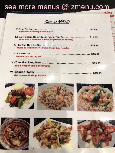 Menu at Pho Today restaurant, East Rutherford