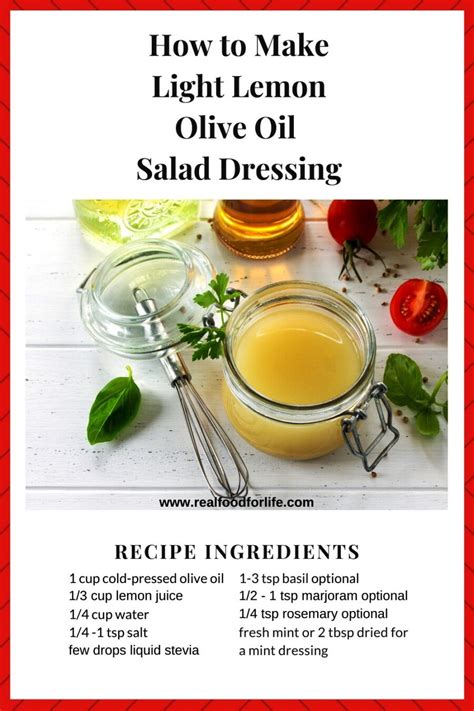 Light Lemon Olive Oil Salad Dressing - Vegan Recipe