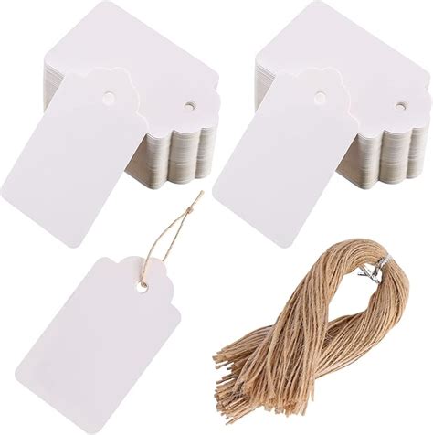 Amazon.com: Paper Tags Gift Hang Tags with String 200pcs White : Arts ...