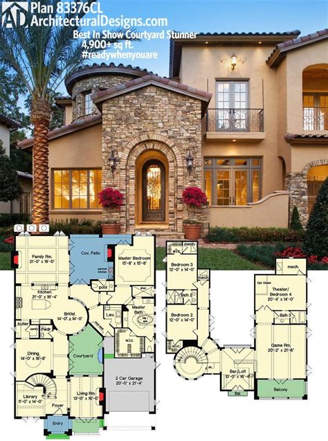 Architectural Designs Luxury #HousePlan 83376CL gives you over 4,900 sq ...