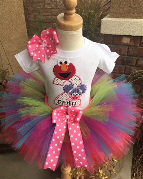 Elmo and Abby Birthday Tutu Outfit Dress Set Handmade Sesame