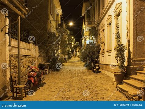 Night View of Historical, Old Street in Old Town Stock Photo - Image of ...