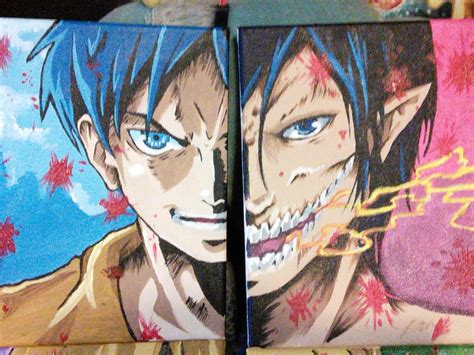 Attack on Titan Eren Canvas Paintings by ExaggeratedReality on DeviantArt