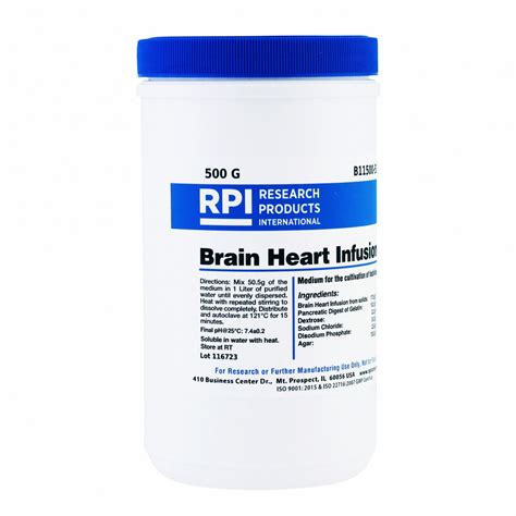 RPI, 500 g Container Size, Powder, Brain Heart Infusion Agar - 31FW57 ...