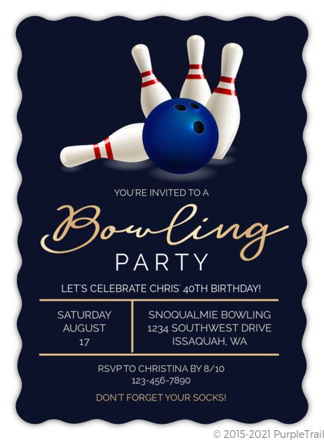 Paper Invitations Girls bowling party Bowling invitation for girls ...