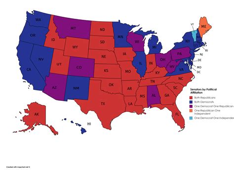Political Affiliations of US Senators : r/MapPorn