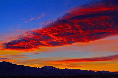 Sunrise over the Wasatch Mountains as seen from West Jordan, Uta...