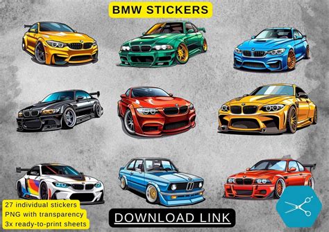 27 BMW Car Stickers Digital Download PNG With Transparency - Etsy