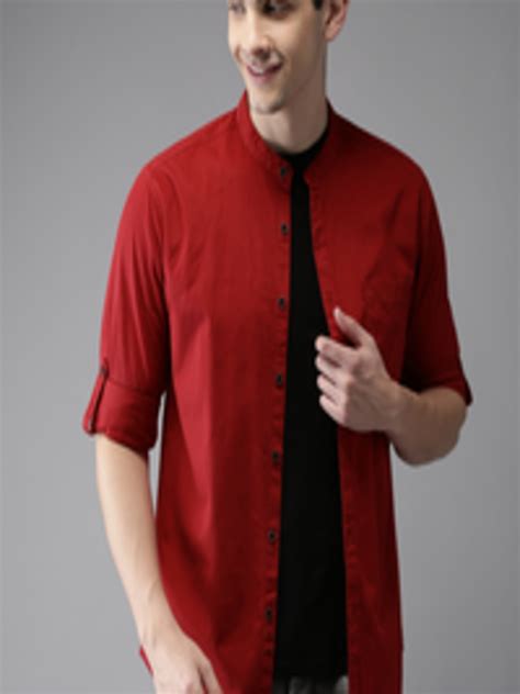 Buy HERE&NOW Men Red Regular Fit Solid Casual Shirt - Shirts for Men 7425018 | Myntra