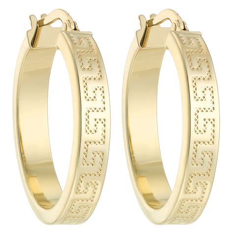 9ct Gold Engraved Hoop Earrings - Ernest Jones