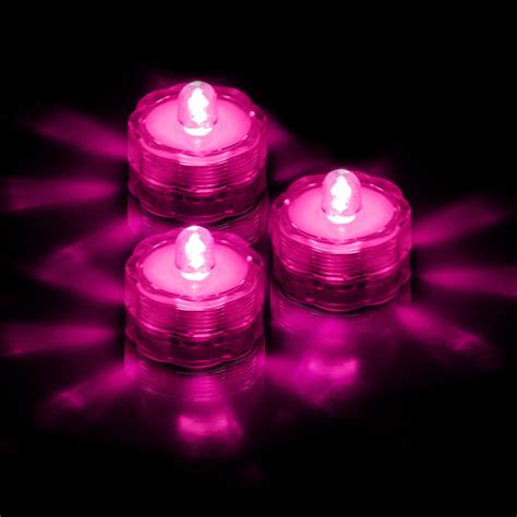 GPCT 3-Pack Waterproof LED Flameless Tea Light Candles [Battery Powered / Submersible] - Pink ...