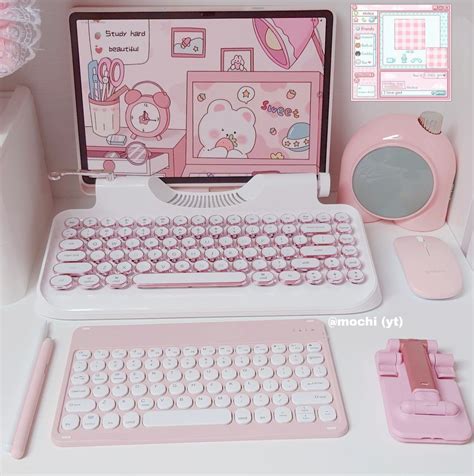 🌸 ꒱ rymek chic mechanical keyboard from knewkey + samsung tablet ...