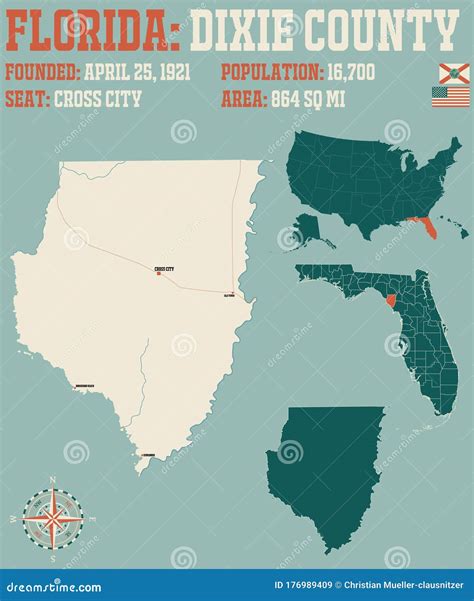 Map Of Dixie County In Florida Cartoon Vector | CartoonDealer.com ...