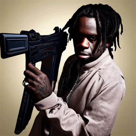 Rapper Chief Keef Holding a AK-47 digital art 4K | Stable Diffusion