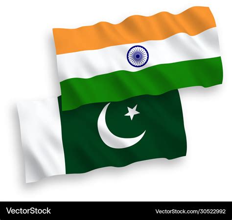 Flags india and pakistan on a white background Vector Image