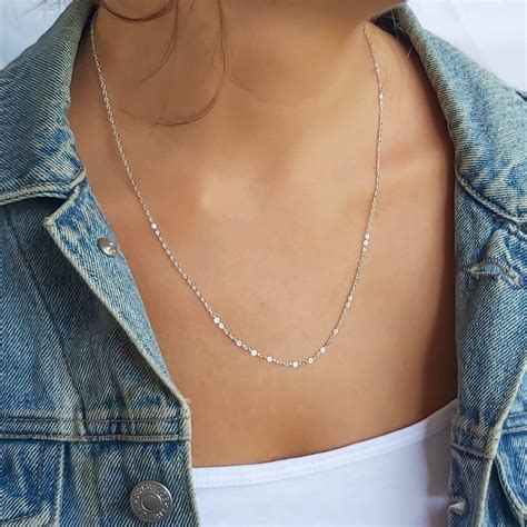 Minimalist Sterling Silver Link Chain Necklace, Dainty Simple Long Sil – annikabella