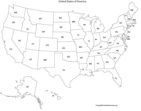 Printable US Map | Printable Map of United States of America