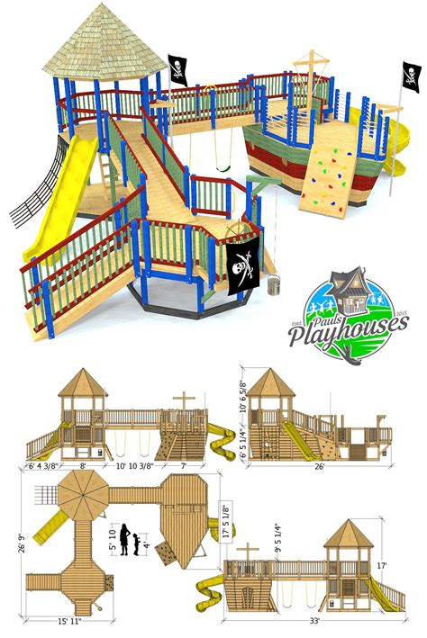 Full pirate ship playground plan. This plan uses the "Edward Thatch ...