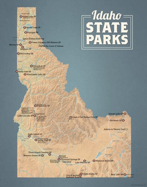 Idaho State Parks Map 11x14 Print