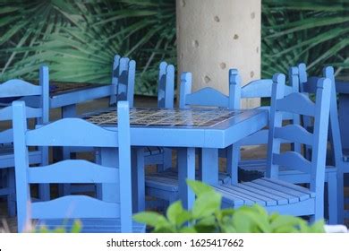 Blue Wooden Table Chairs Stock Photo 1625417662 | Shutterstock