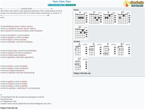 Chord: Turn, Turn, Turn - tab, song lyric, sheet, guitar, ukulele ...