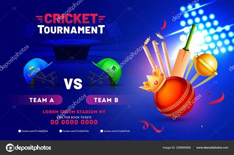 Cricket Tournament banner design with cricket equipment, winner Stock ...