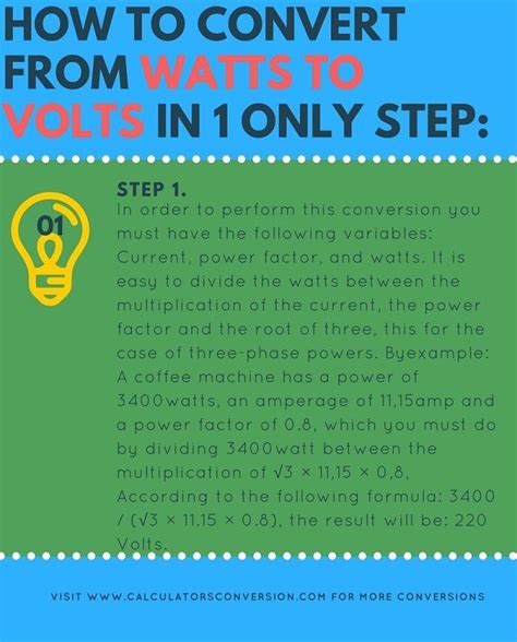 Watts to Volts - Online calculator, some examples, table and formula