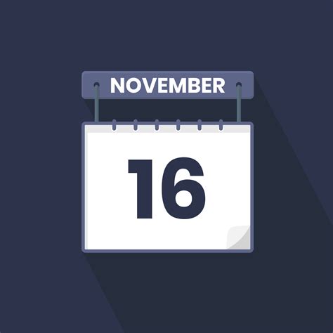 16th November calendar icon. November 16 calendar Date Month icon ...