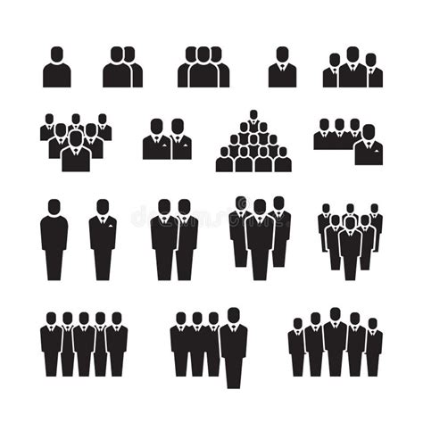 Business Team, Silhouette People, Employee, Group, Crowd Vector Icons Set Stock Vector ...