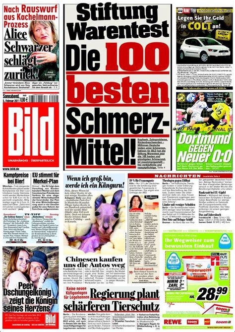 Newspaper Bild (Germany). Newspapers in Germany. Saturday's edition, February 5 of 2011. Kiosko.net