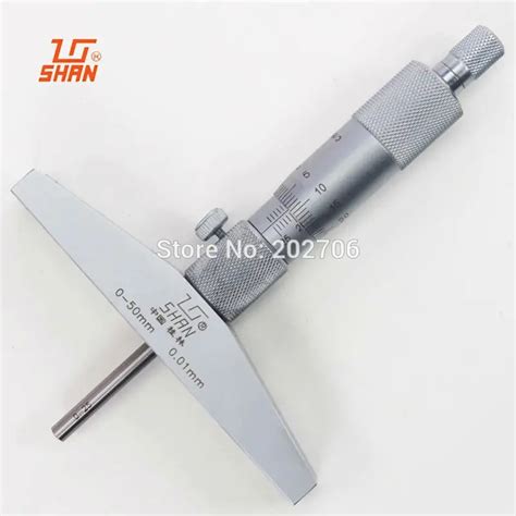 SHAN brand 0 50mm 0.01mm Depth Micrometer Gauge Gage Tool Stainless ...