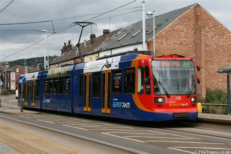 Picture of Sheffield Supertram tram 110 at Bamforth Street stop : TheTrams.co.uk