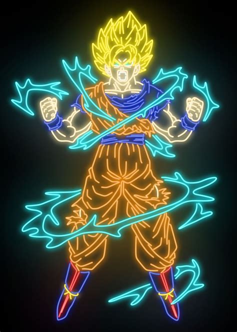 'Goku Power Up Neon Sign' Poster by Josh B | Displate | Goku, Goku powers, Neon signs