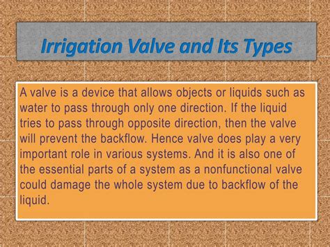 PPT - Irrigation Valve and Its Types PowerPoint Presentation, free download - ID:7601654