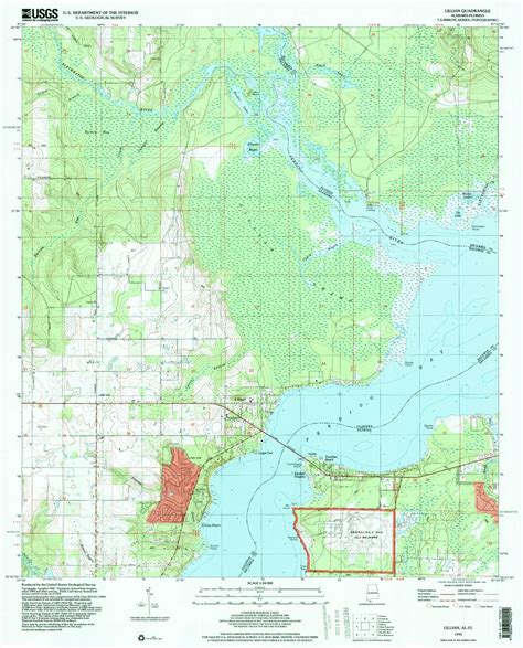 Classic USGS Lillian Alabama 7.5'x7.5' Topo Map – MyTopo Map Store