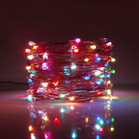 33 Foot - Plug in LED Fairy Lights- 100 Multicolor Micro LED Lights on Copper Wire - Hometown ...