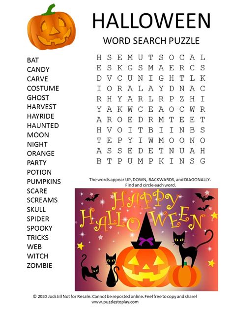 Halloween Word Search Puzzles Printable