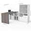 Bestar i3 Plus L Shape Computer Desk with Hutch in Bark Gray and White 63753054515 | eBay