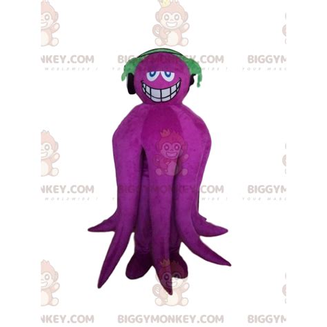 BIGGYMONKEY™ Smiling Purple Octopus Mascot Sizes L (175-180CM)