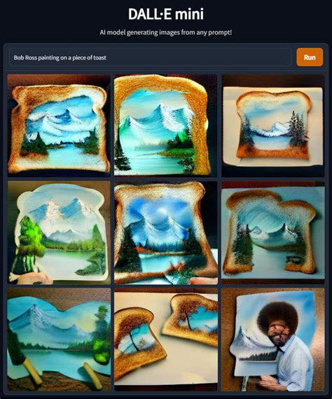 Bob Ross painting on a piece of toast : r/weirddalle