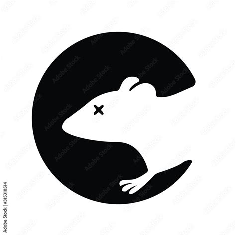 Dead rat silhouette logo. black mouse symbol vector. Stock Vector ...