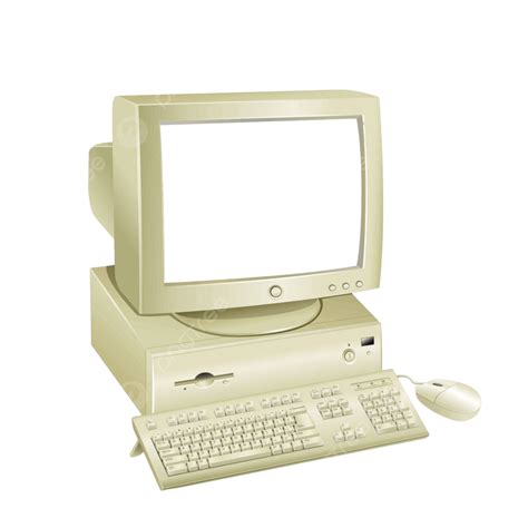 Retro Computer White Background Monitor Computing Old Vector, Monitor ...