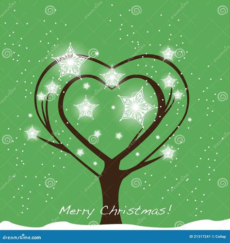 Christmas tree heart shape stock vector. Illustration of snow - 21317241