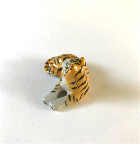 Tiger Ceramic Figure Figurine Mini Animal Ceramic Animal - Etsy