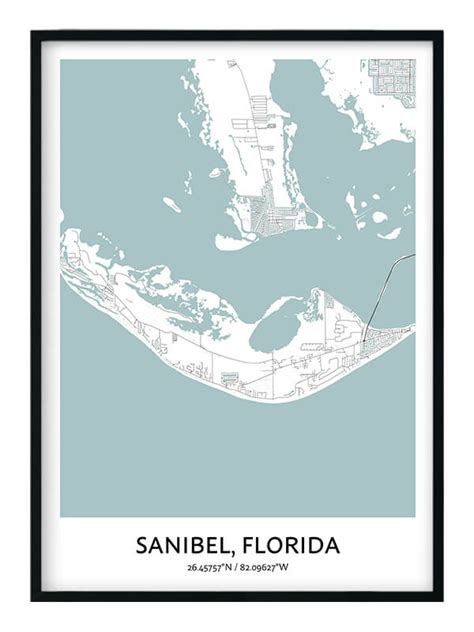 Sanibel Map Poster - Your City Map Art - Positive Prints