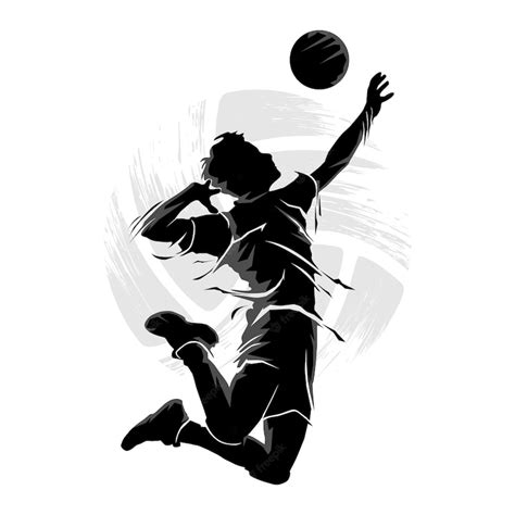 Premium Vector | Abstract silhouette of male volleyball player jumping ...