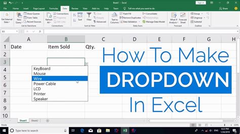 How to make Dropdown list in excel | Dropdown Menu Setup in Excel - YouTube