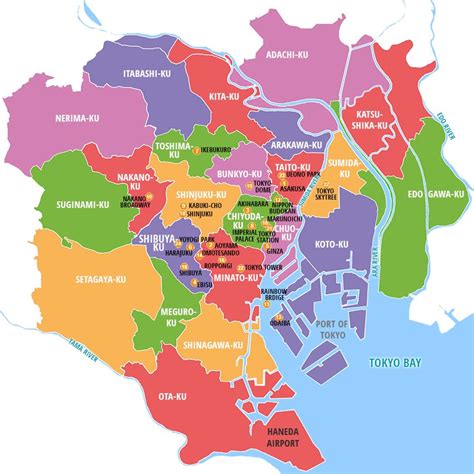 Map of Tokyo Districts | Tokyo travel, Tokyo travel guide, Japan travel