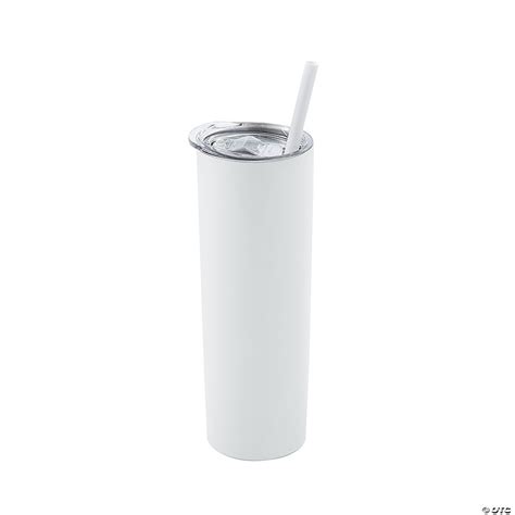 White 20 oz. Stainless Steel Tumbler with Lid & Straw | Oriental Trading