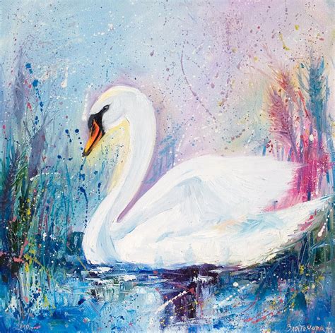 Swan Painting by Zlatomira Angelova